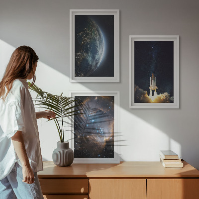 Set tablouri pentru dormitor Galaxia rachetă Space Earth