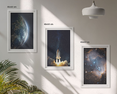 Set tablouri pentru dormitor Galaxia rachetă Space Earth