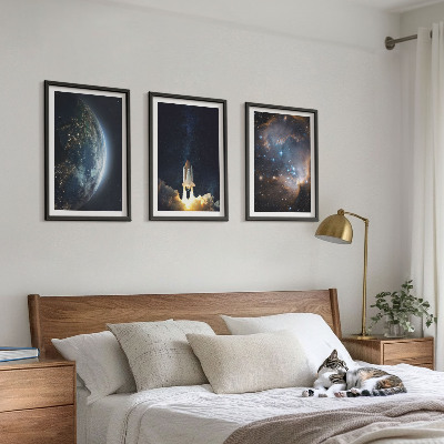 Set tablouri pentru dormitor Galaxia rachetă Space Earth