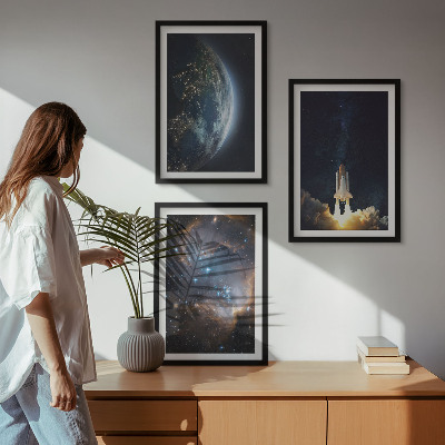 Set tablouri pentru dormitor Galaxia rachetă Space Earth