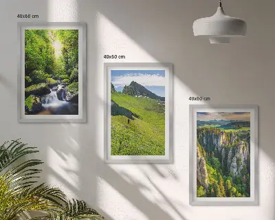 Set de tablouri decorative cu peisaj din pădurea cascadei Munților Verzi