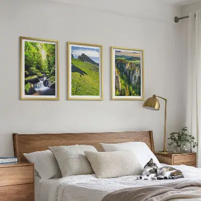 Set de tablouri decorative cu peisaj din pădurea cascadei Munților Verzi