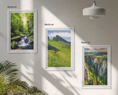 Set de tablouri decorative cu peisaj din pădurea cascadei Munților Verzi