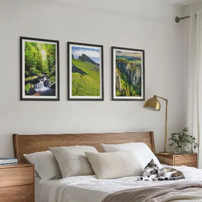 Set de tablouri decorative cu peisaj din pădurea cascadei Munților Verzi