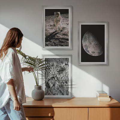 Set tablouri pentru dormitor Fotografie cu astronautul Lunii