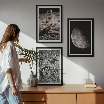 Set tablouri pentru dormitor Fotografie cu astronautul Lunii