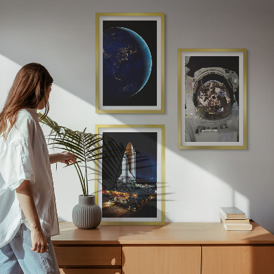 Set tablouri pentru dormitor Rachetă astronaut Space Earth