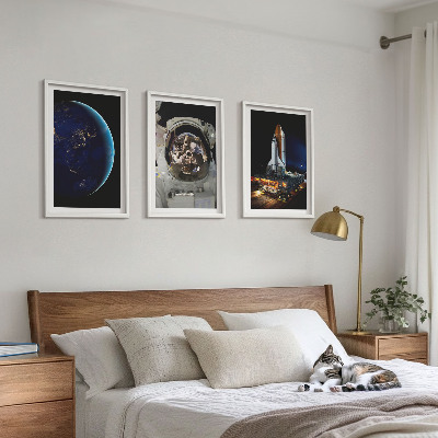Set tablouri pentru dormitor Rachetă astronaut Space Earth