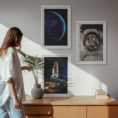 Set tablouri pentru dormitor Rachetă astronaut Space Earth