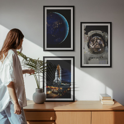 Set tablouri pentru dormitor Rachetă astronaut Space Earth