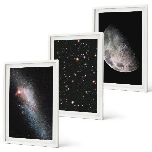 Set tablouri decorative cu galaxii spațiale, stele și lună