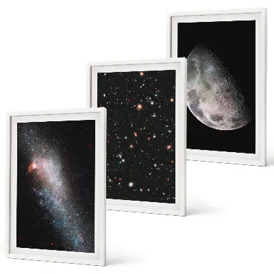 Set tablouri decorative cu galaxii spațiale, stele și lună