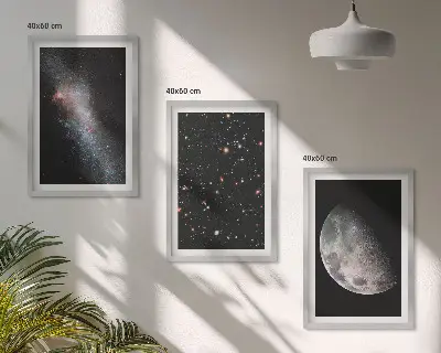 Set tablouri decorative cu galaxii spațiale, stele și lună