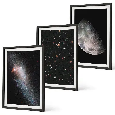 Set tablouri decorative cu galaxii spațiale, stele și lună