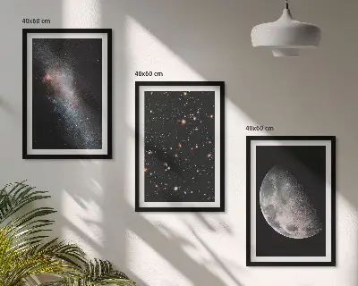 Set tablouri decorative cu galaxii spațiale, stele și lună