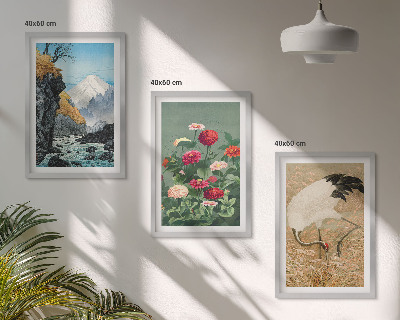 Set tablouri decorative Peisaj montan cu flori de râu și macarale