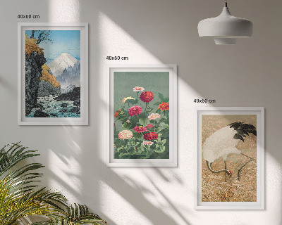 Set tablouri decorative Peisaj montan cu flori de râu și macarale