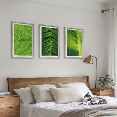 Set tablouri pentru dormitor Fotografie macro cu frunze tropicale
