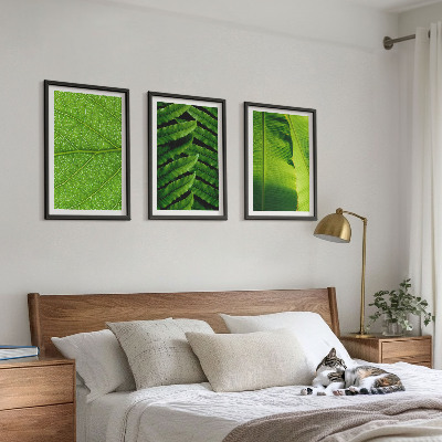 Set tablouri pentru dormitor Fotografie macro cu frunze tropicale