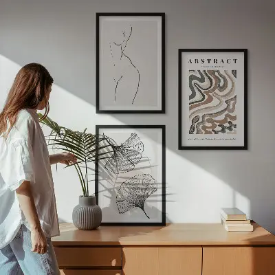 Set tablouri pentru dormitor cu forme abstracte boho