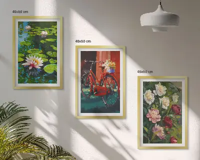 Set tablouri pentru dormitor cu crini în grădină și flori colorate