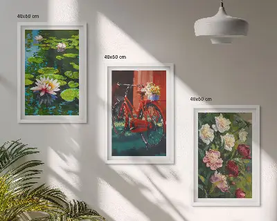 Set tablouri pentru dormitor cu crini în grădină și flori colorate