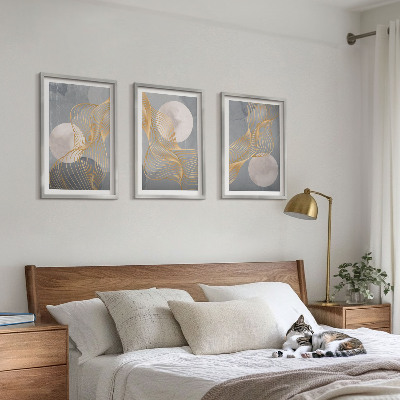Set tablouri pentru dormitor Modele abstracte valuri cercuri