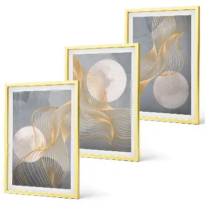 Set tablouri pentru dormitor cu modele abstracte reprezentând valuri și cercuri