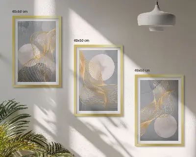 Set tablouri pentru dormitor cu modele abstracte reprezentând valuri și cercuri