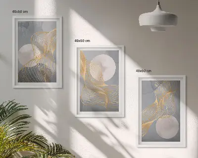 Set tablouri pentru dormitor cu modele abstracte reprezentând valuri și cercuri