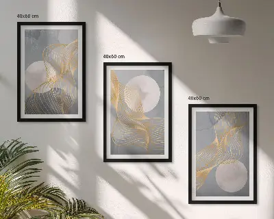 Set tablouri pentru dormitor cu modele abstracte reprezentând valuri și cercuri