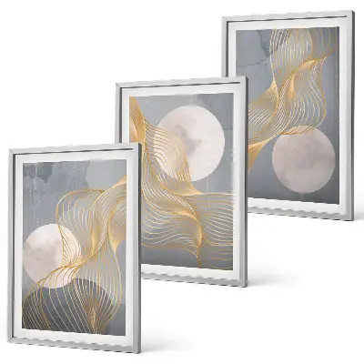 Set tablouri pentru dormitor cu modele abstracte reprezentând valuri și cercuri