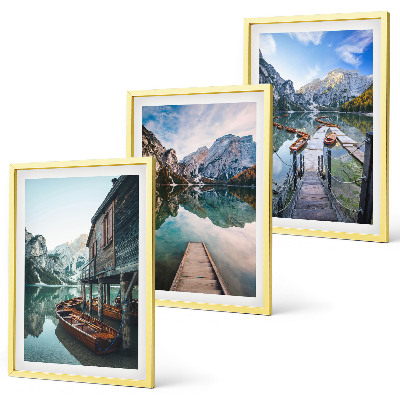 Set tablouri decorative Bărci de lemn din munții lacului