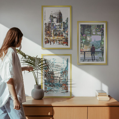 Set tablouri pentru dormitor Personaje colorate ale orașelor moderne