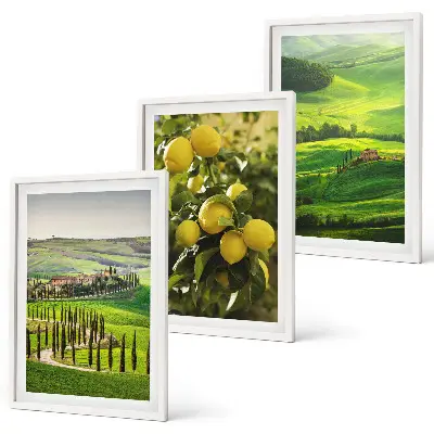 Set de tablouri decorative cu motive de citrice și dealuri italiene