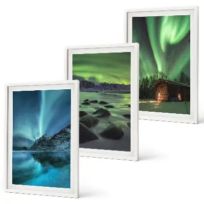Set tablouri pentru dormitor cu peisaje de iarnă în munții Aurora