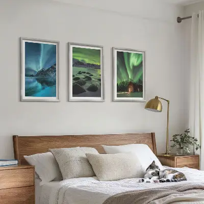 Set tablouri pentru dormitor cu peisaje de iarnă în munții Aurora