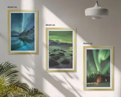 Set tablouri pentru dormitor cu peisaje de iarnă în munții Aurora