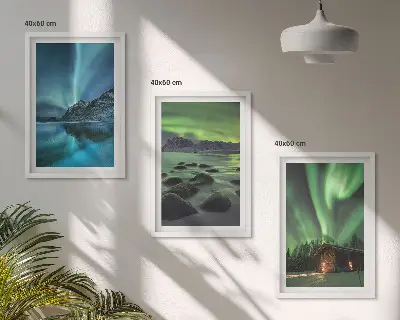 Set tablouri pentru dormitor cu peisaje de iarnă în munții Aurora