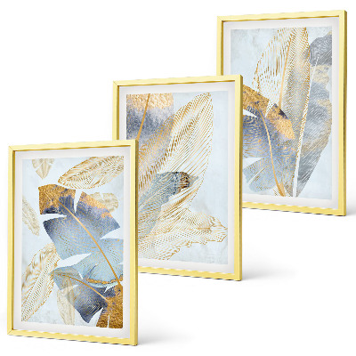 Set tablouri decorative Frunze albastru-bej deschis