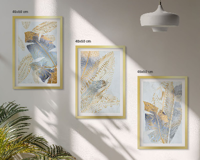 Set tablouri decorative Frunze albastru-bej deschis