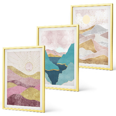 Set tablouri pentru dormitor Soarele munților abstracte