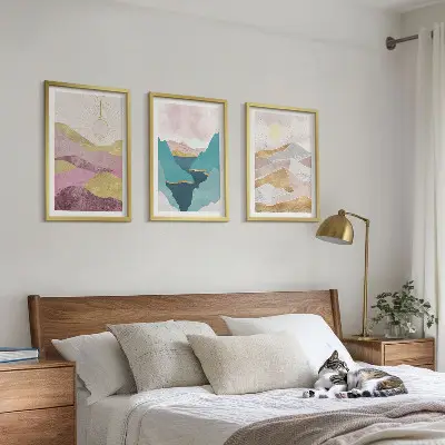 Set tablouri pentru dormitor cu reprezentare abstractă Soarele munților