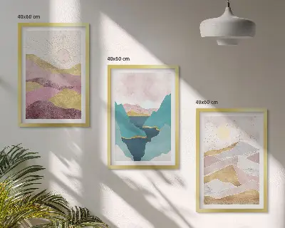 Set tablouri pentru dormitor cu reprezentare abstractă Soarele munților
