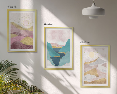 Set tablouri pentru dormitor Soarele munților abstracte