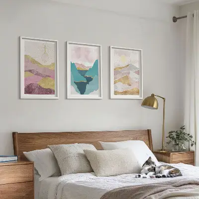 Set tablouri pentru dormitor cu reprezentare abstractă Soarele munților