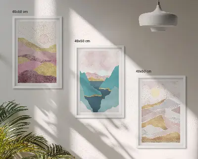Set tablouri pentru dormitor cu reprezentare abstractă Soarele munților