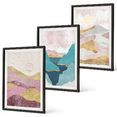 Set tablouri pentru dormitor Soarele munților abstracte