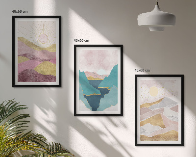 Set tablouri pentru dormitor Soarele munților abstracte