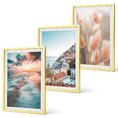 Set tablouri decorative Apus de soare la mare, case cu flori